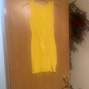 Yellow jeweled mini dress